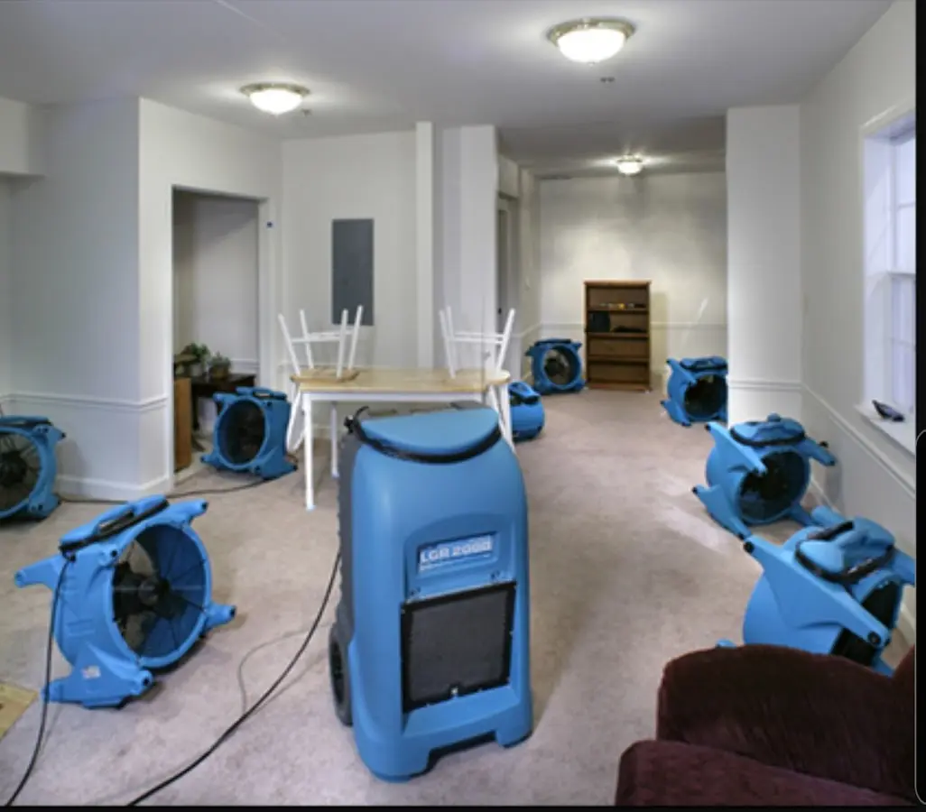 Air movers and dehumidifier setup for Water Damage Restoration in Croton-on-Hudson