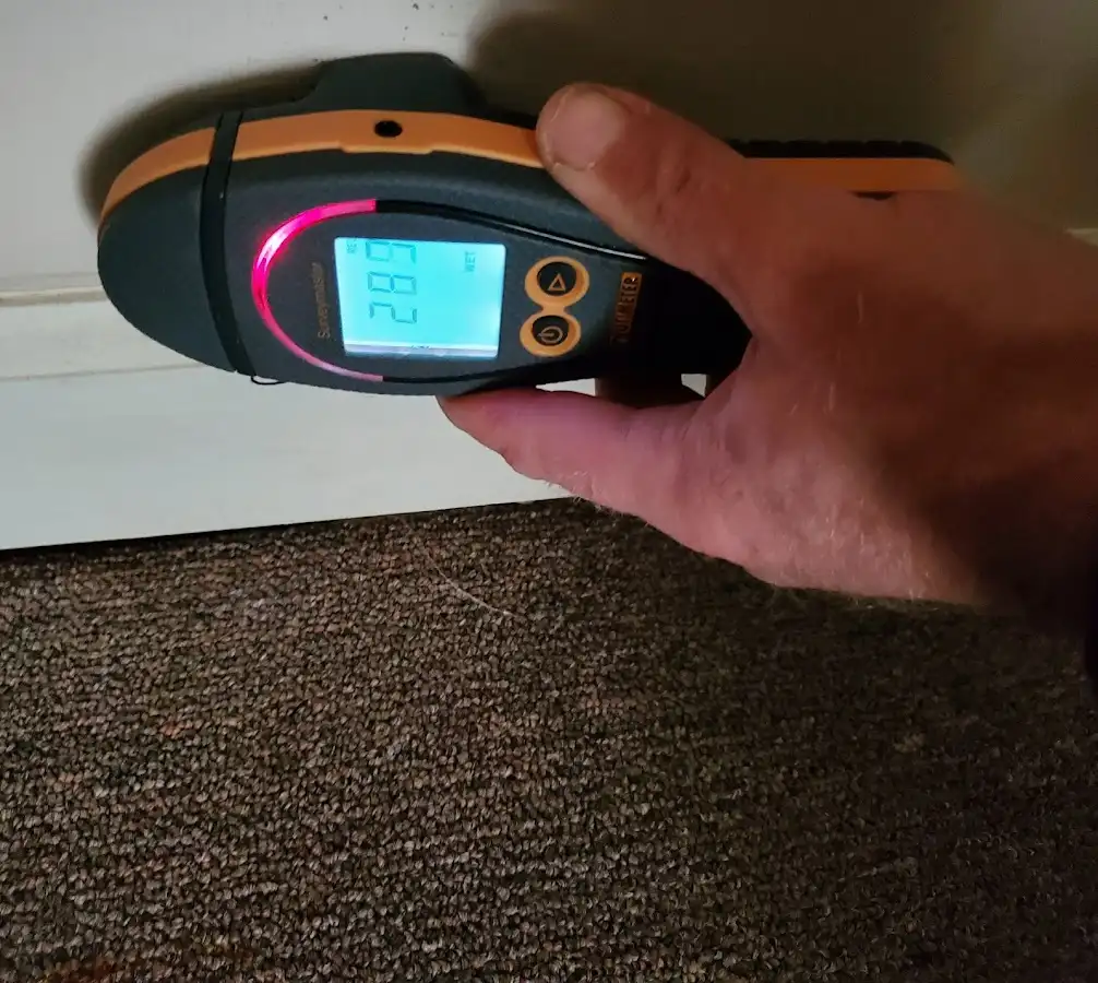 Moisture detection at baseboard during Sewage Cleanup & Sanitation in Croton-on-Hudson